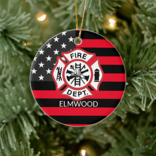 Firefighter Maltese Cross, Fireman Ceramic Tree Decoration