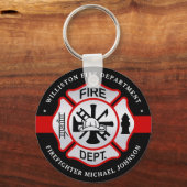 Firefighter Maltese Cross Personalized Fireman Key Ring (Front)