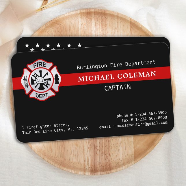 Firefighter Maltese Cross Red Line Fire Department Business Card (Creator Uploaded)