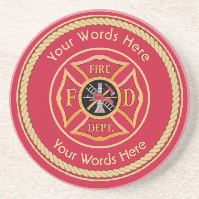 Firefighter Maltese Cross Rope Shield Universal Coaster (Front)