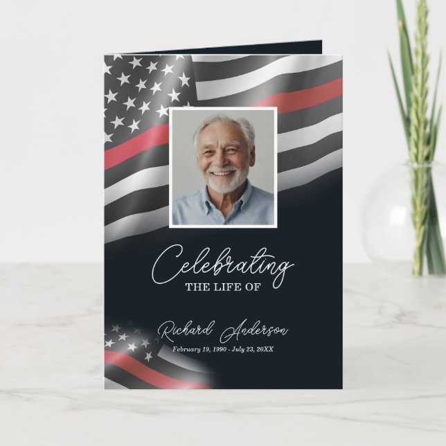 Firefighter Memorial Bifold Funeral Program Card (Front)