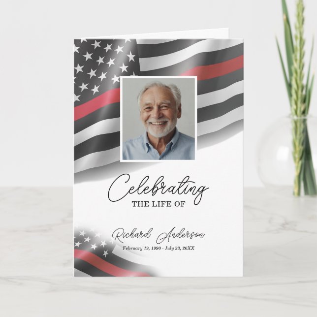 Firefighter Memorial Bifold Funeral Program Card (Front)