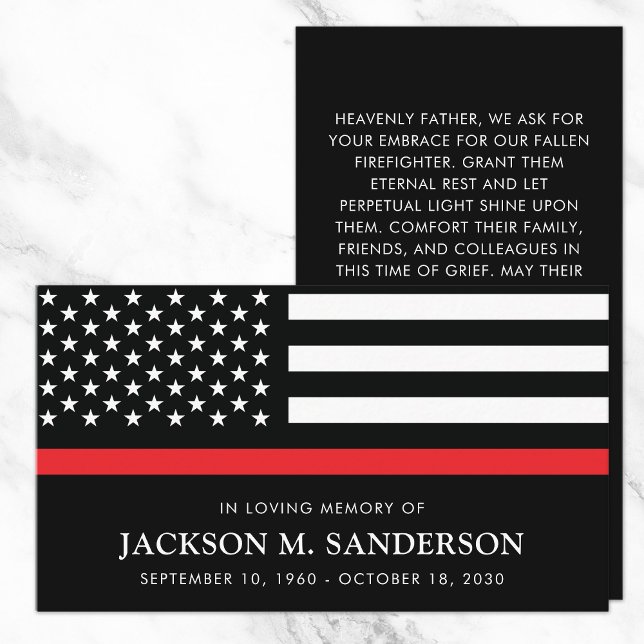 Firefighter Memorial Funeral Red Line Prayer Card (Firefighter Memorial Funeral Red Line Prayer Card)