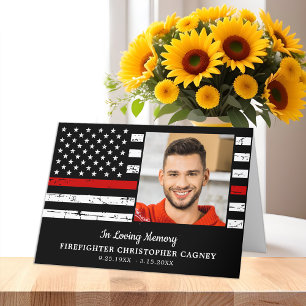 Firefighter Memorial Thin Red Line Funeral Thank You Card