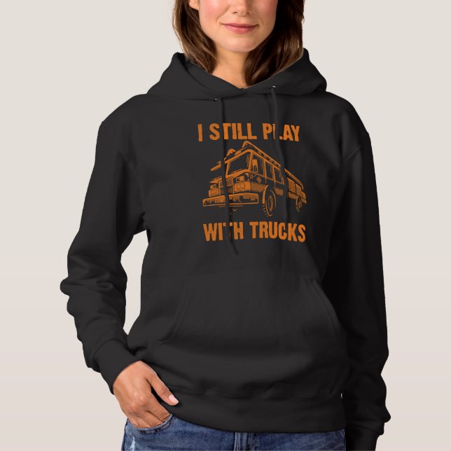 Firefighter  Men Women Fireman Fire Truck Hoodie (Front)