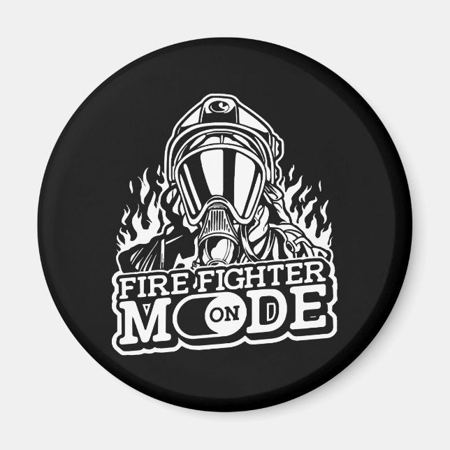 Firefighter Mode On - Fire Department Thin Red Lin Magnet (Front)