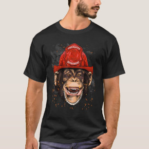 Firefighter Monkey Fire Department Fireman Wild An T-Shirt