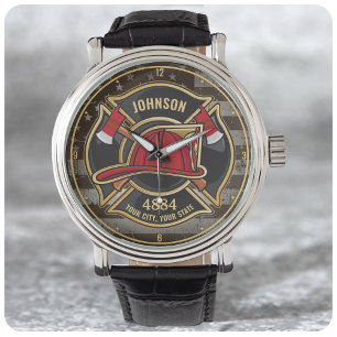 Firefighter NAME Fireman Fire Department USA Flag Watch
