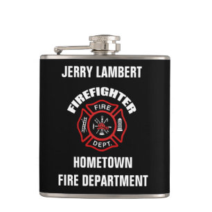Firefighter Name Template Hip Flask