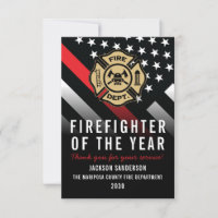 Firefighter of the Year Employee Logo Red Line