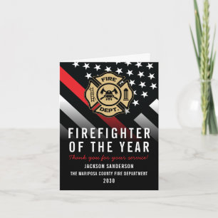 Firefighter of the Year Employee Logo Red Line Card