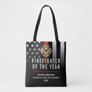 Firefighter of the Year Employee Logo Red Line Tote Bag