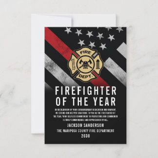 Firefighter of the Year Employee Recognition Logo Card
