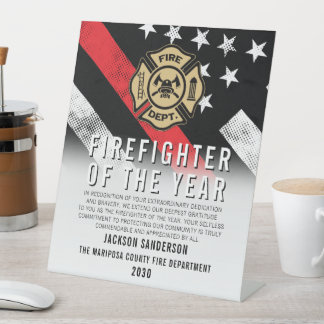 Firefighter of the Year Employee Recognition Logo Pedestal Sign
