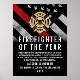 Firefighter of the Year Employee Recognition Logo Poster