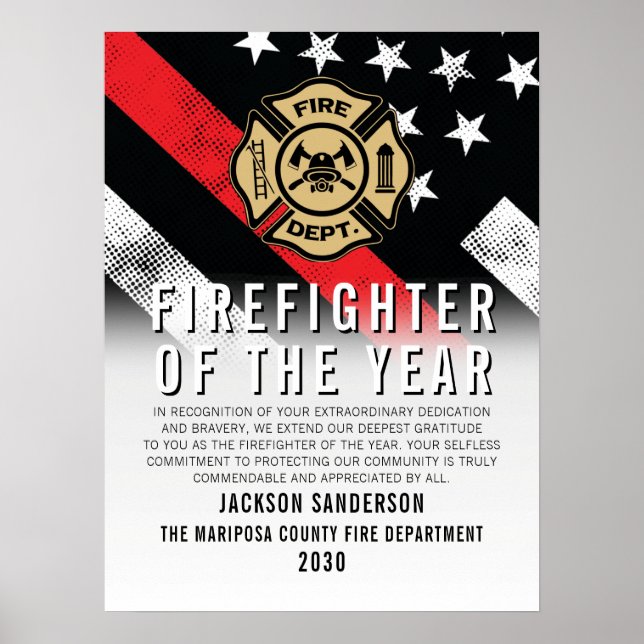 Firefighter of the Year Employee Recognition Logo Poster (Front)