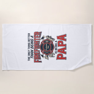 Firefighter Papa Vintage Engraving Shirt Design_1 Beach Towel