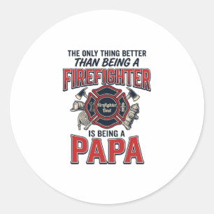 Firefighter Papa Vintage Engraving Shirt Design_1 Classic Round Sticker