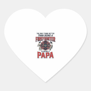 Firefighter Papa Vintage Engraving Shirt Design_1 Heart Sticker