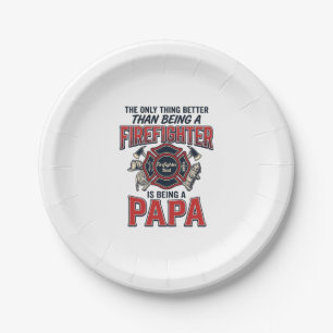 Firefighter Papa Vintage Engraving Shirt Design_1 Paper Plate