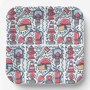 Firefighter Paper Plates, Fire Truck Tableware Plate