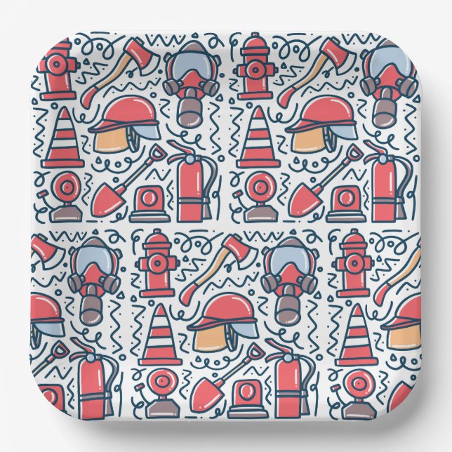 Firefighter Paper Plates, Fire Truck Tableware Plate (Front)
