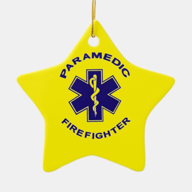Firefighter Paramedic Ceramic Tree Decoration (Front)