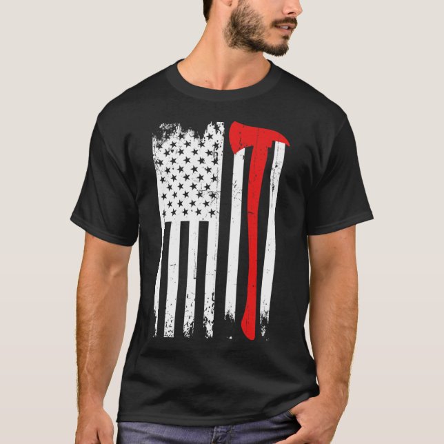 Firefighter Patriotic Fireman Firefighting Rescuer T-Shirt (Front)