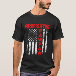 Firefighter Pawpaw America Flag Father s Day Vinta T-Shirt