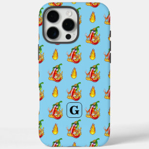 Firefighter Pepper & Flame Pattern Initial Option iPhone 16 Pro Max Case