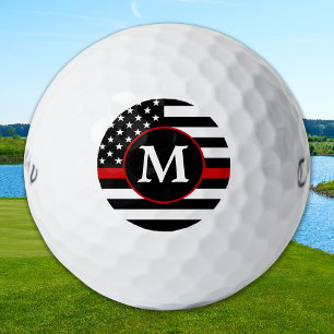 Firefighter Personalised Monogram Thin Red Line Golf Balls