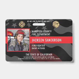 Firefighter Photo Fire Department Employee ID Badge