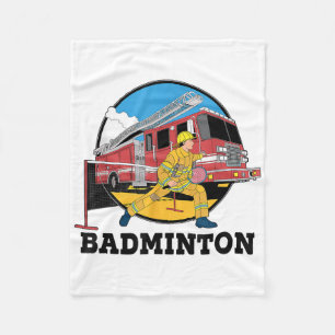 Firefighter Playing Badminton Fireman Firefight Sp Fleece Blanket