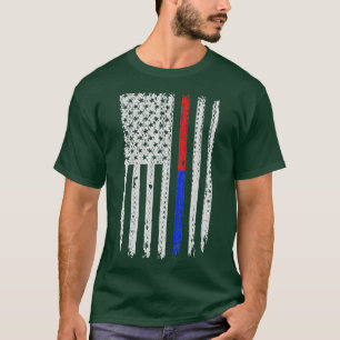 Firefighter Police Officer Red Blue Line Flag T-Shirt