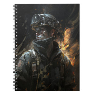 Firefighter Portrait Fantasy Painting Wild Spirit Notebook