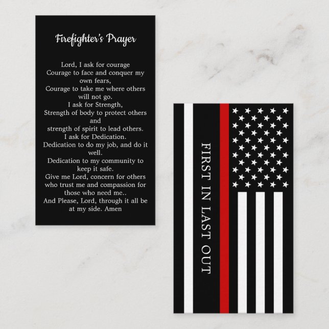Firefighter Prayer Fireman Thin Red Line Business Card (Front/Back)