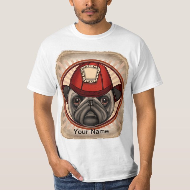 Firefighter Pug tshirt (Front)