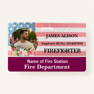 Firefighter Qr Code   Photo Name ID Card  ID Badge