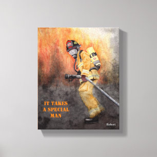 Firefighter Ready For Duty Personalise NAME TEXT Canvas Print