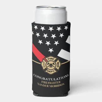 Firefighter Red Line Fire Academy Graduation Seltzer Can Cooler