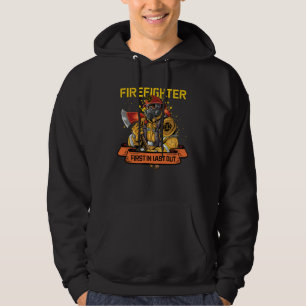 Firefighter red line fire truck for fireman BACKPR Hoodie