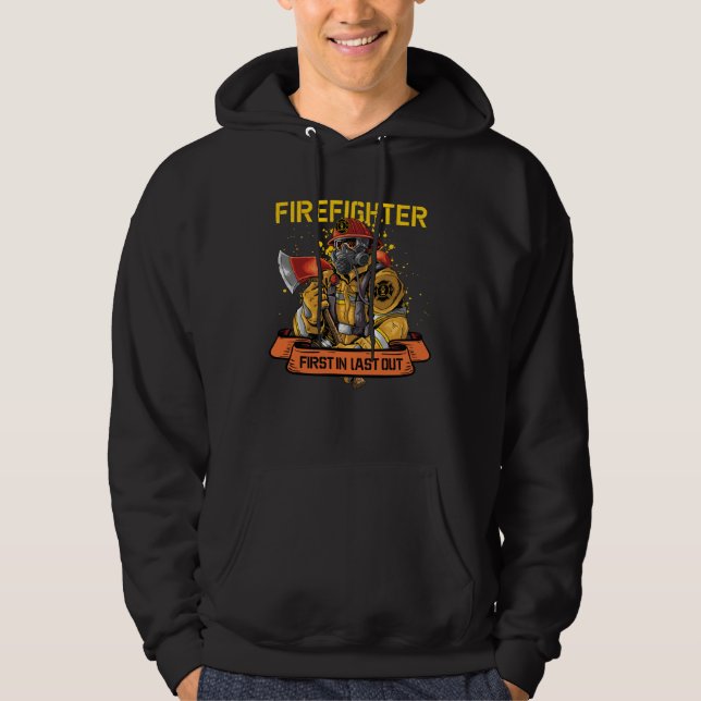 Firefighter red line fire truck for fireman BACKPR Hoodie (Front)