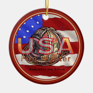 Firefighter remember the fallen  ceramic tree decoration