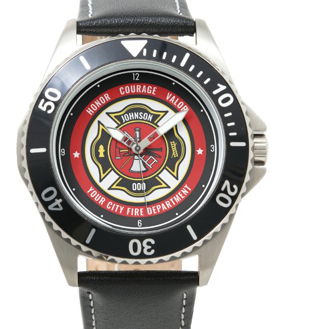 Firefighter Rescue ADD NAME Fire Department Badge Watch (Creator Uploaded)