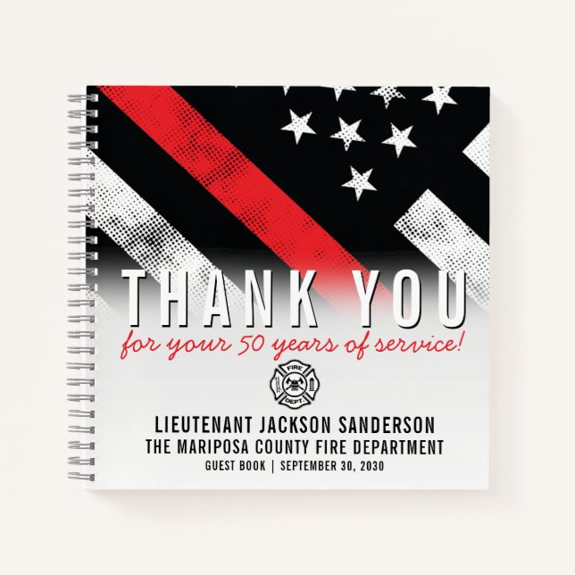 Firefighter Retirement Anniversary Flag Guest Book (Front)