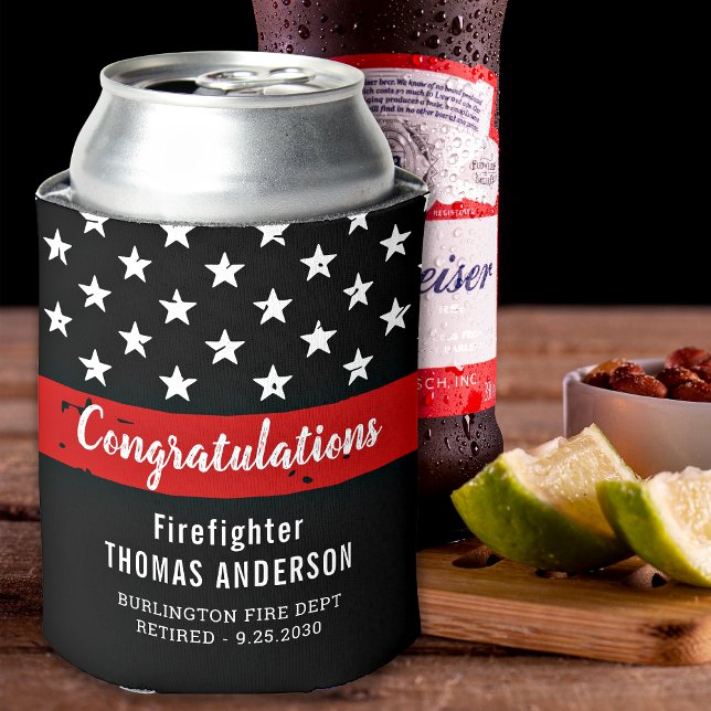 Firefighter Retirement Custom Thin Red Line Party Can Cooler (Creator Uploaded)