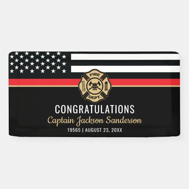 Firefighter Retirement Fire Department Fireman Banner (Horizontal)