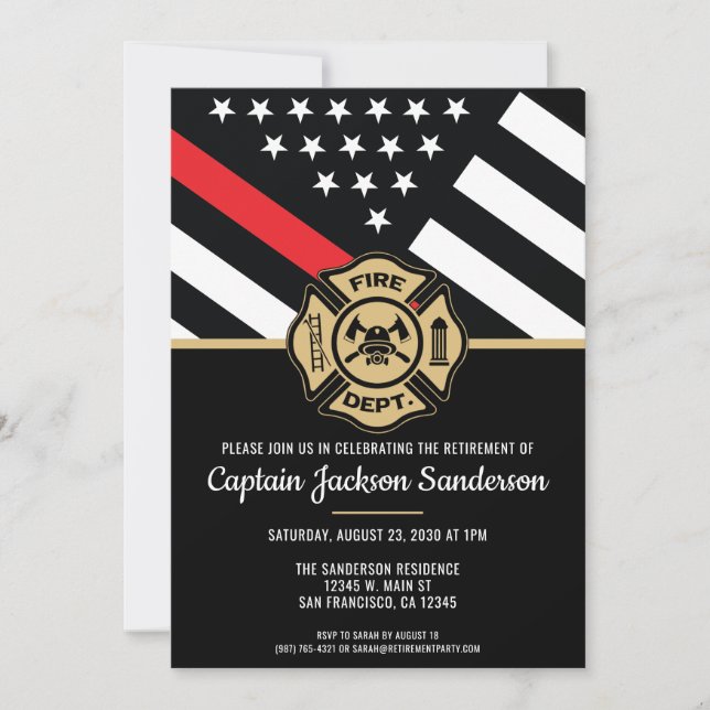 Firefighter Retirement Fire Department Fireman Invitation (Front)