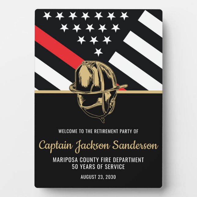 Firefighter Retirement Fire Department Fireman Plaque (Front)