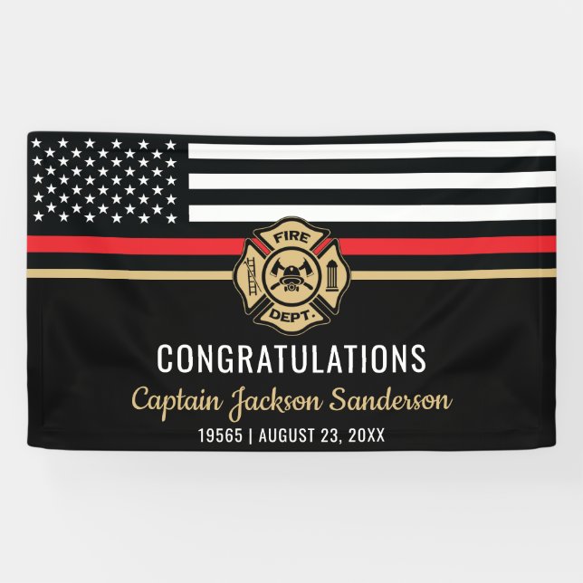 Firefighter Retirement Fire Department Flag Banner (Horizontal)